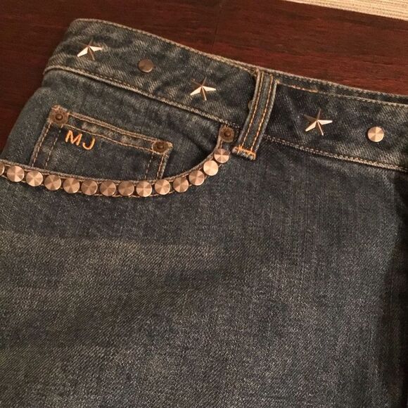 MARC JACOBS-VINTAGE DENIM SKIRT SILVER STUDS & APPLIQUES - Picture 3 of 6